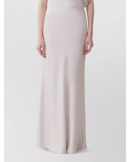 Fabiana Filippi White Satin Dress High Neck Side Slit