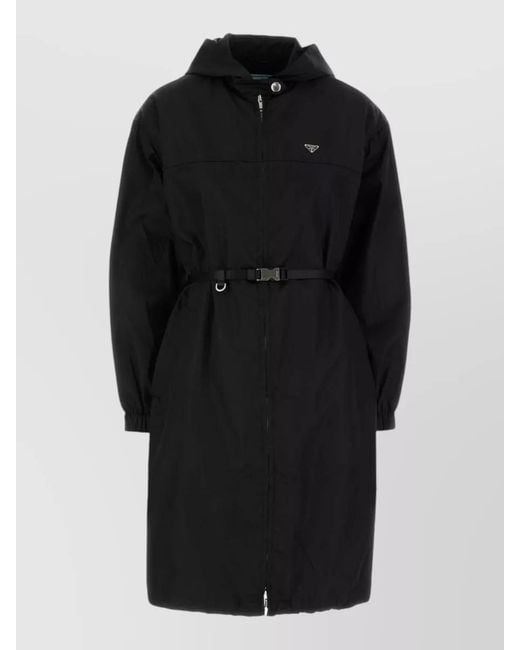 Prada Black Recycled Nylon Parka Coat