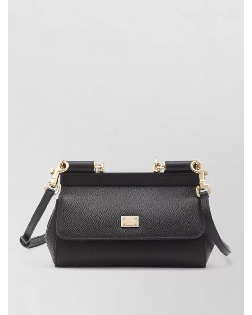 Dolce & Gabbana Black Sicily Medium Leather Tote Bag Shoulder Strap