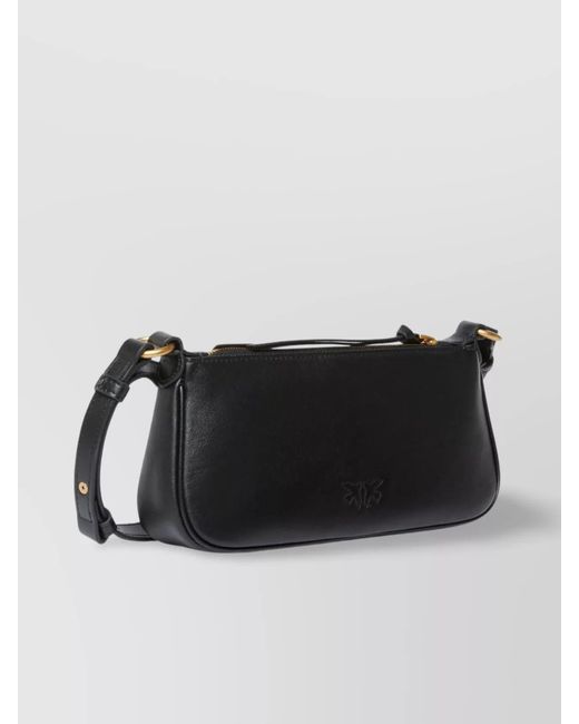 Pinko Gray Mini Leather Shoulder Bag