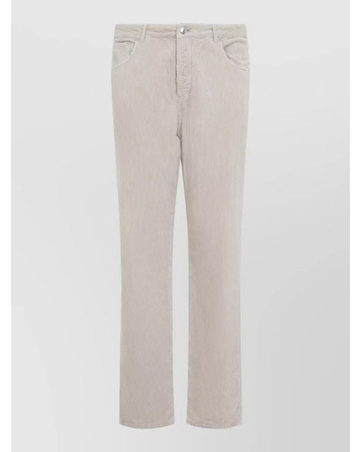 Brunello Cucinelli White Cotton Corduroy Chino Straight Leg Pants for men