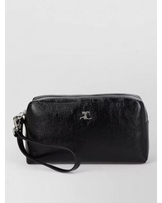Courreges Black Synthetic Clutch Bag Wrist Strap Style