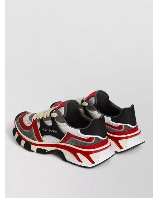 Dolce & Gabbana Multicolor Low Top Mesh Leather Panel Sneakers for men
