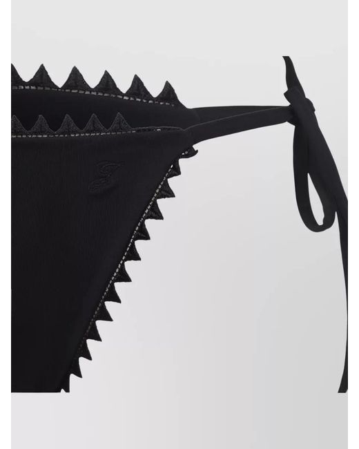 Jacquemus Black Mid Waist Slip Bikini Bottom Picot
