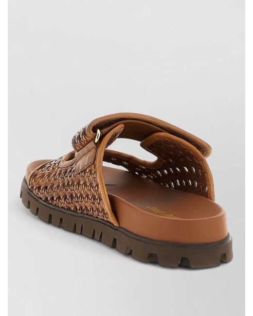 Miu Miu Brown Braided Leather Sandals Urban Style