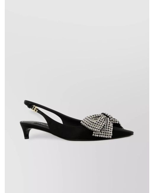 Dolce & Gabbana Multicolor Satin Rhinestone-Embellished Slingback Pumps