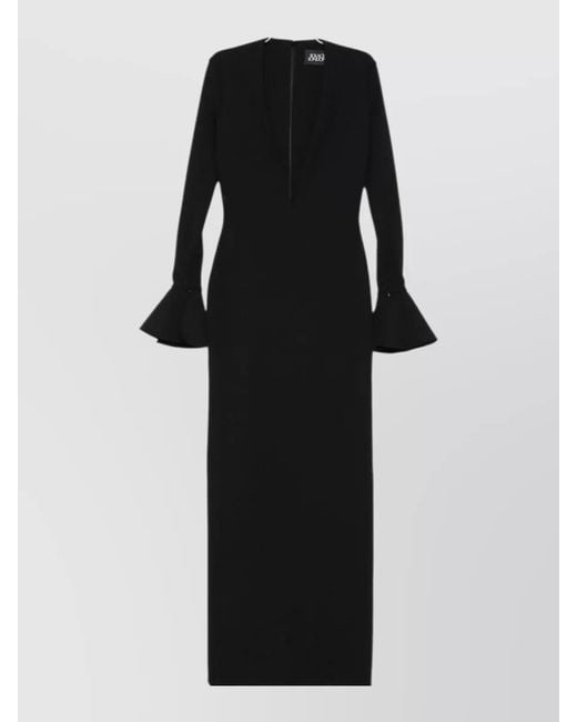 Solace London Black Hutton Maxi Dress Deep V Neckline