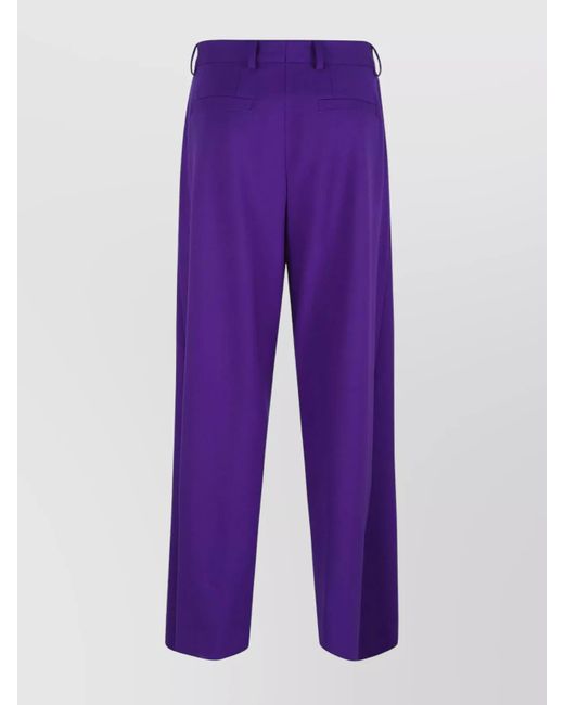 Dries Van Noten Purple Wool Wide-Leg Tailored Trousers