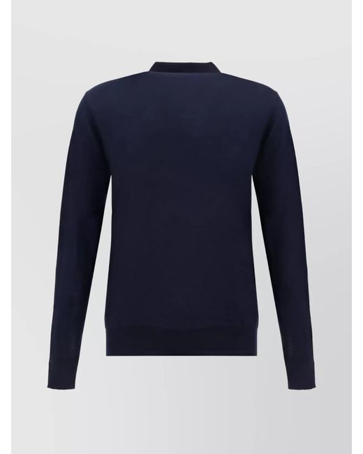 Golden Goose Deluxe Brand Blue Virgin Wool Long-Sleeve Polo Shirt for men