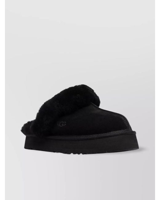 Ugg Black Suede Disquette Slippers