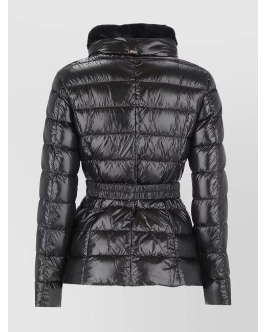 Herno Black Padded Down Jacket Synthetic Fur