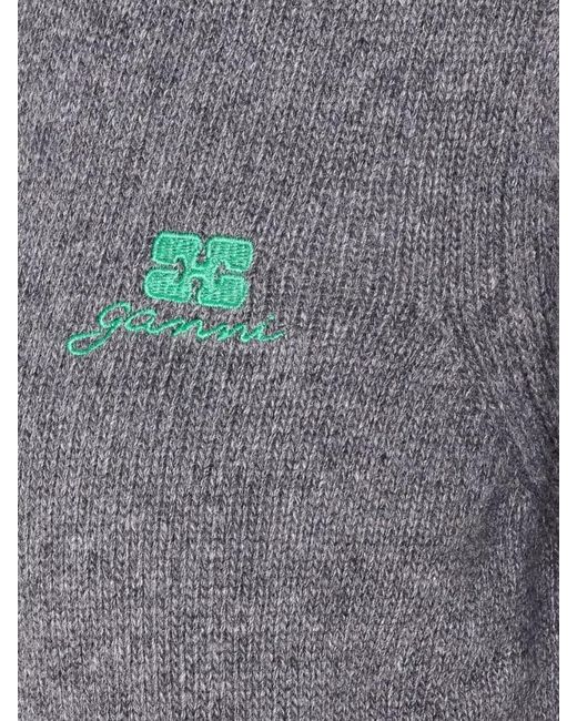 Ganni Blue Wool Cardigan