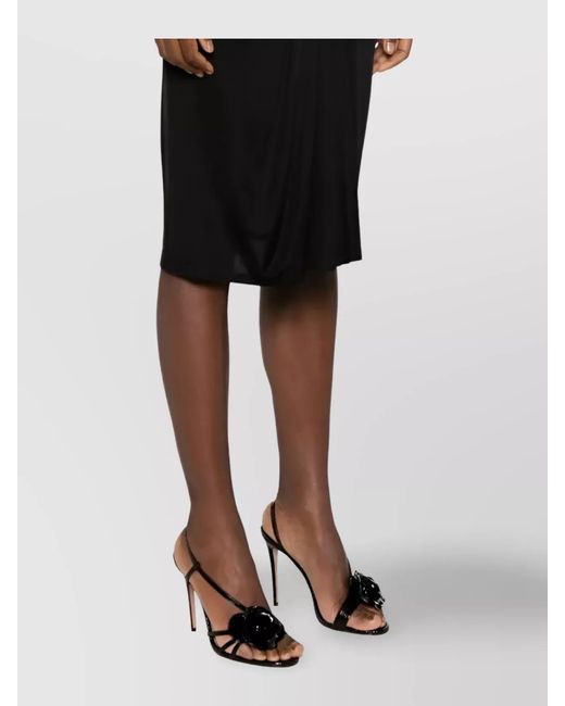 Saint Laurent Black Draped Pencil Skirt
