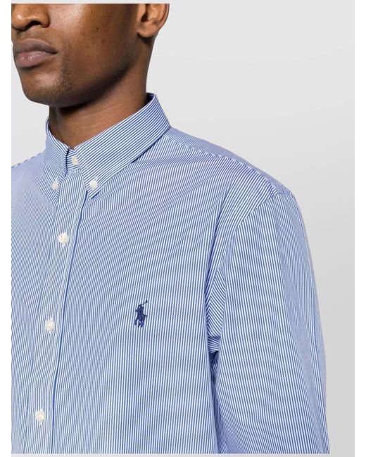 Ralph Lauren Blue Striped Long-Sleeve Shirt for men