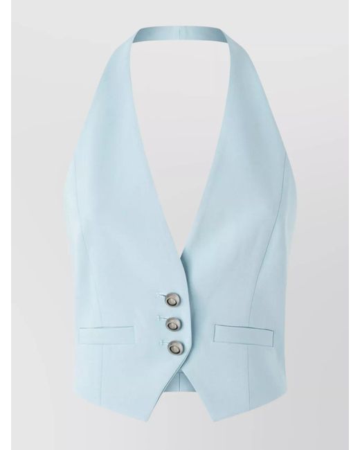 Pinko Blue Sleeveless V-Neck Vest