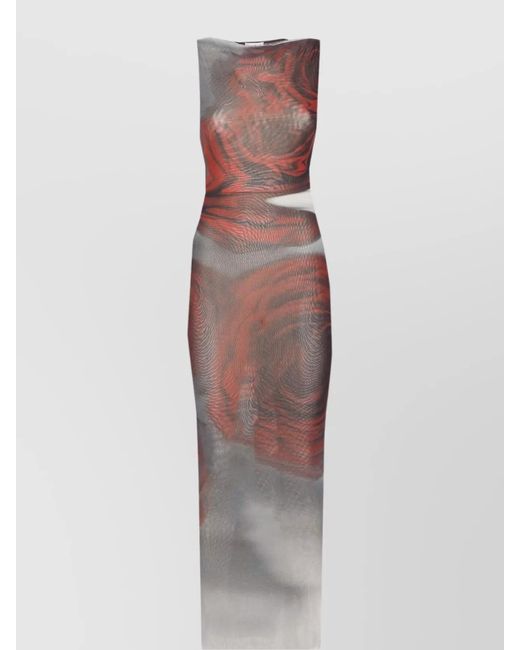 Jean Paul Gaultier White Printed Sleeveless Boat Neck Maxi Dress