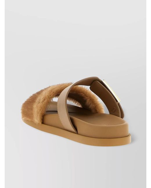 Fendi Brown Leather Slides