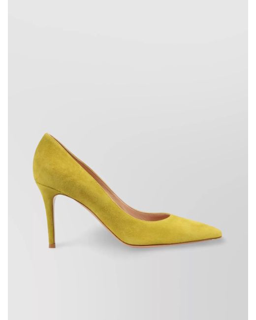 Gianvito Rossi Yellow 85 Suede Pointed Toe Pumps
