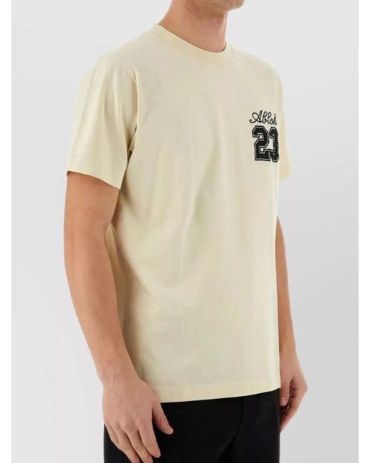 Off-White c/o Virgil Abloh Natural Cotton Logo-Embroidered Crew-Neck Short-Sleeve T-Shirt for men