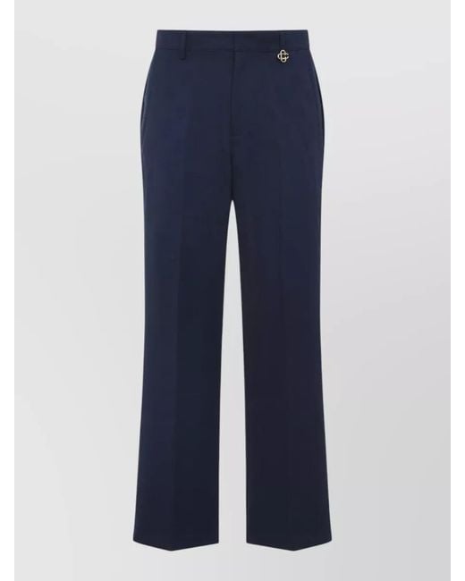 Casablanca Blue Monogram Straight-Leg Tailored Trousers for men
