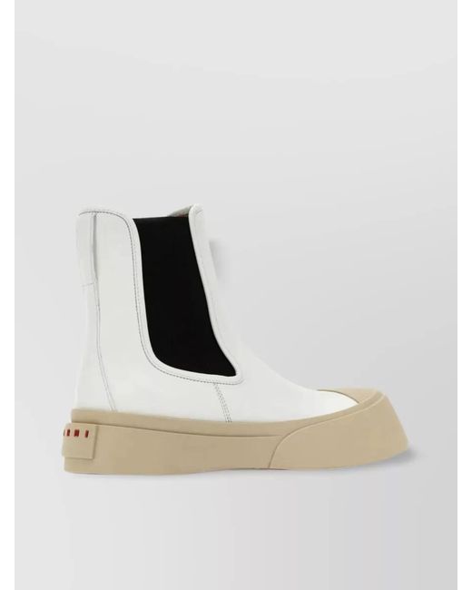 Marni White Calf Leather Ankle Boots