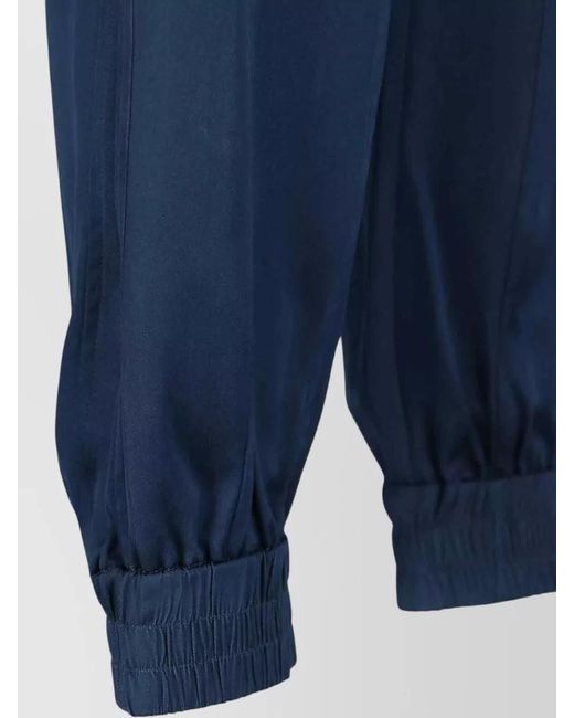 Sa Su Phi Blue Straight Pants Elastic Cuffs Waistband Side Pockets