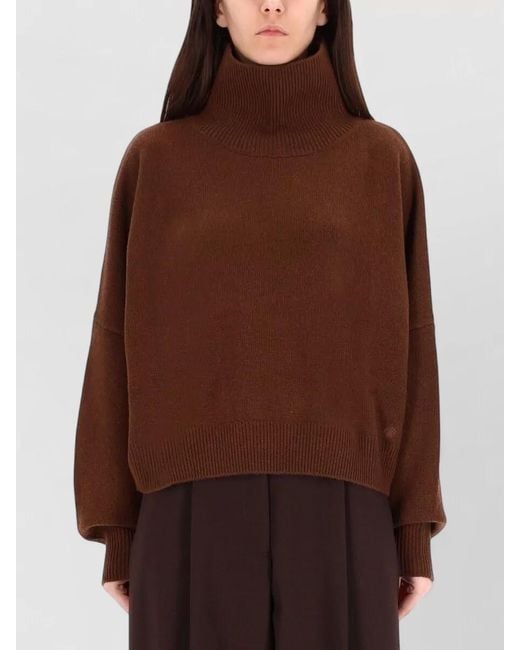 Loulou de Saison Brown Luke Turtleneck Shirt Dropped Shoulder Knit