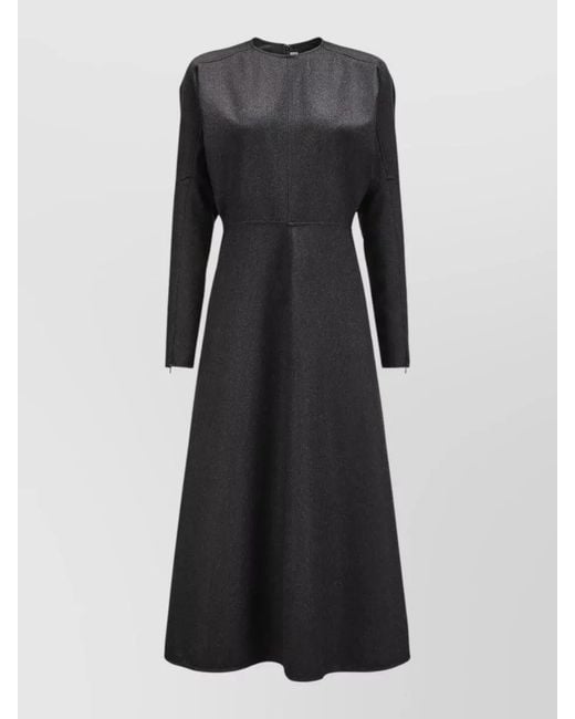 Victoria Beckham Black Wool Midi Dress Dolman Sleeves Detailing