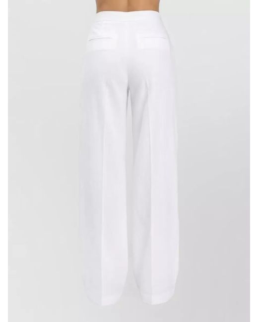 Pinko White High Waist Wide Leg Trousers Back Pockets