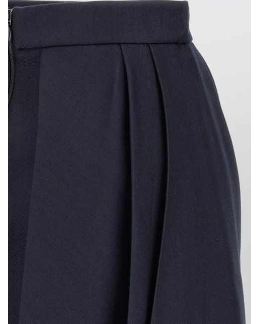 Elisabetta Franchi Blue High Waist Flared Wool Skirt Pleated