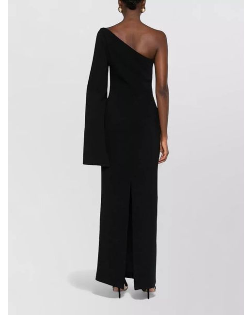 Solace London Black Alina One Shoulder Maxi Midi Dress