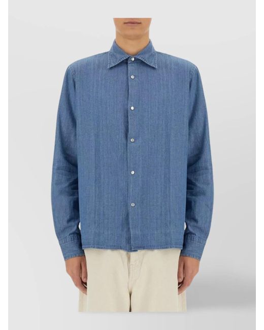 Aspesi Blue Regular Fit West Shirt With Long Sleeves for men