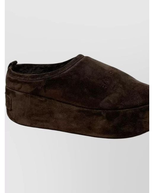 Balenciaga Brown Platform Slippers Nylon And Silk Round Toe