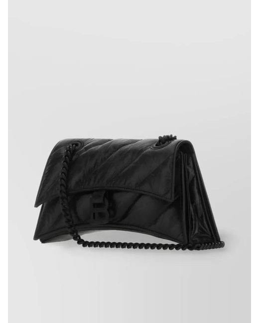 Balenciaga Black Crush Small Leather Quilted Shoulder Bag