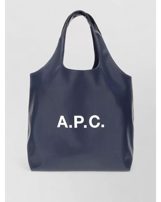 A.P.C. Blue Recycled Leather Shoulder Tote Bag Dual Handles