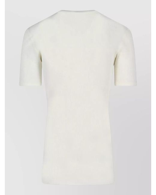 Dolce & Gabbana White Cotton Ribbed Short-Sleeve Henley T-Shirt for men