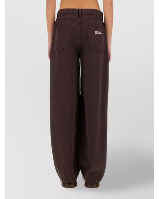ROTATE BIRGER CHRISTENSEN Brown Organic Cotton Wide-Leg Trousers