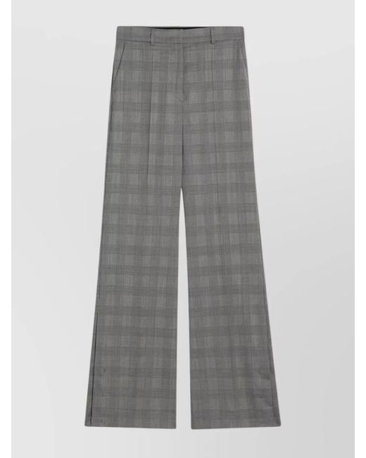 Sportmax Gray Checked Wide-Leg Trousers