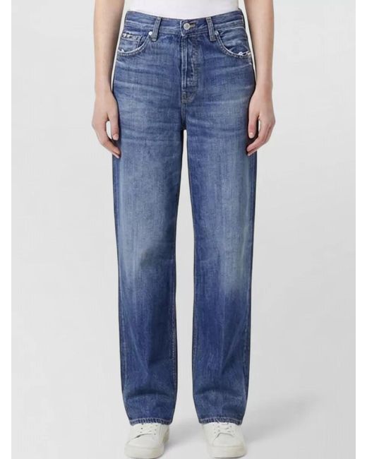 Haikure Blue Denim Mid-Rise Wide-Leg Jeans