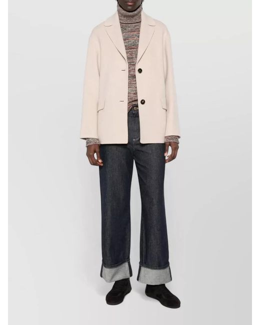 Max Mara Natural Coat Front Flap Pockets Long Sleeves