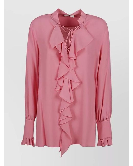 Seafarer Pink Milly Shirt Long Sleeves Ruffled Tie Neck
