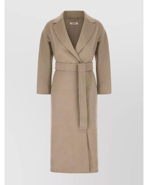 Max Mara Natural Waist Belted Lapel Collar Long Coat