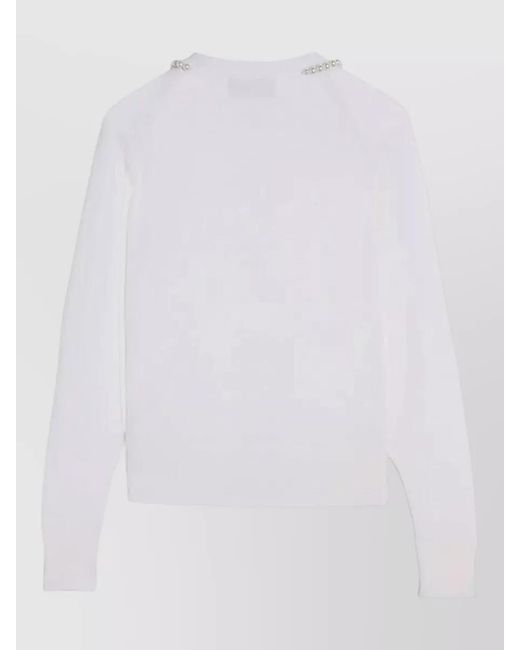 Simone Rocha White Silk Cardigan Merino Knit Pearl Embroidery