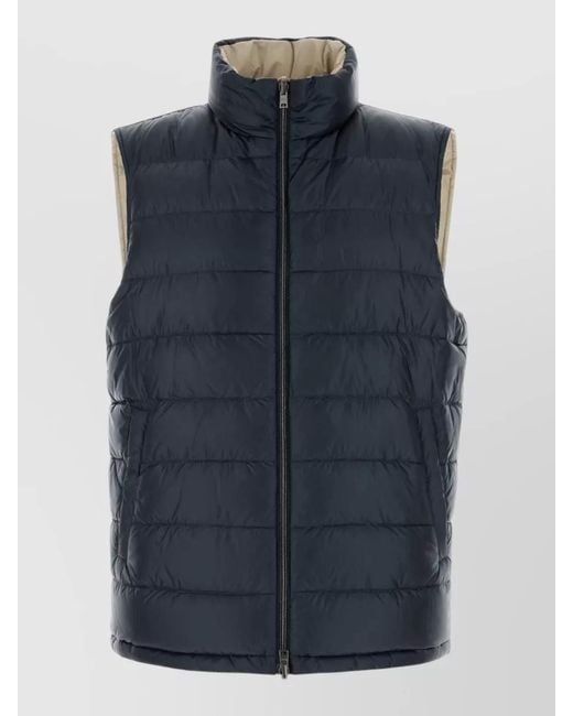 Herno Blue Nylon Sleeveless Down Jacket Casual Fit for men