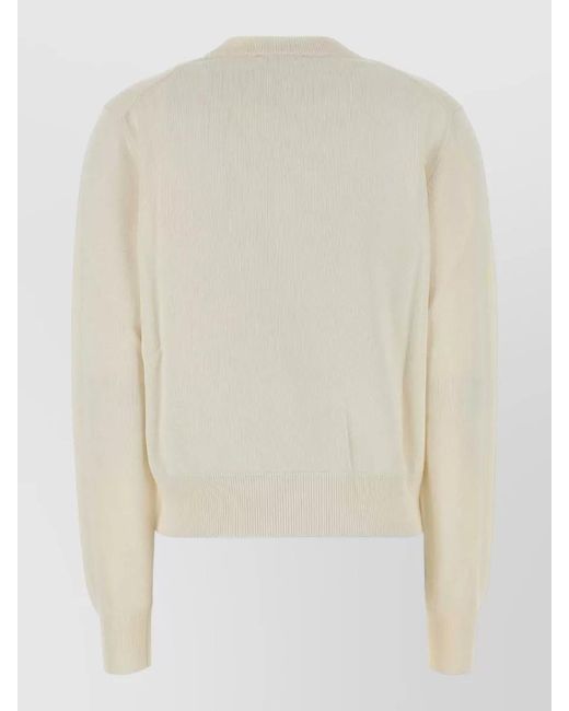 Jil Sander Natural Stretch Viscose Cardigan Floral Applique Knit
