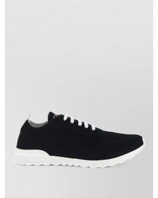 Kiton Blue Sneakers Contrast Heel Tab Knit Upper for men