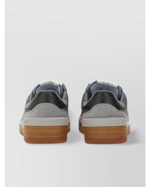 Lanvin Gray Leather Mesh Low-Top Sneakers