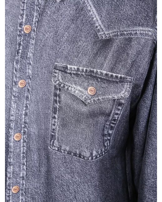 Pierre Louis Mascia Blue Silk Long-Sleeve Shirt