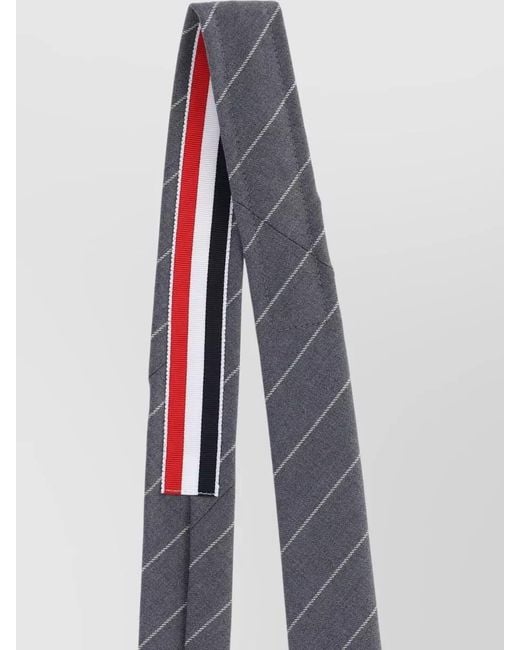 Thom Browne White Striped Tie Standard Width Soft Texture for men