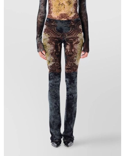 Jean Paul Gaultier Women's Black Mesh Medallion Velvet Baroque Pant